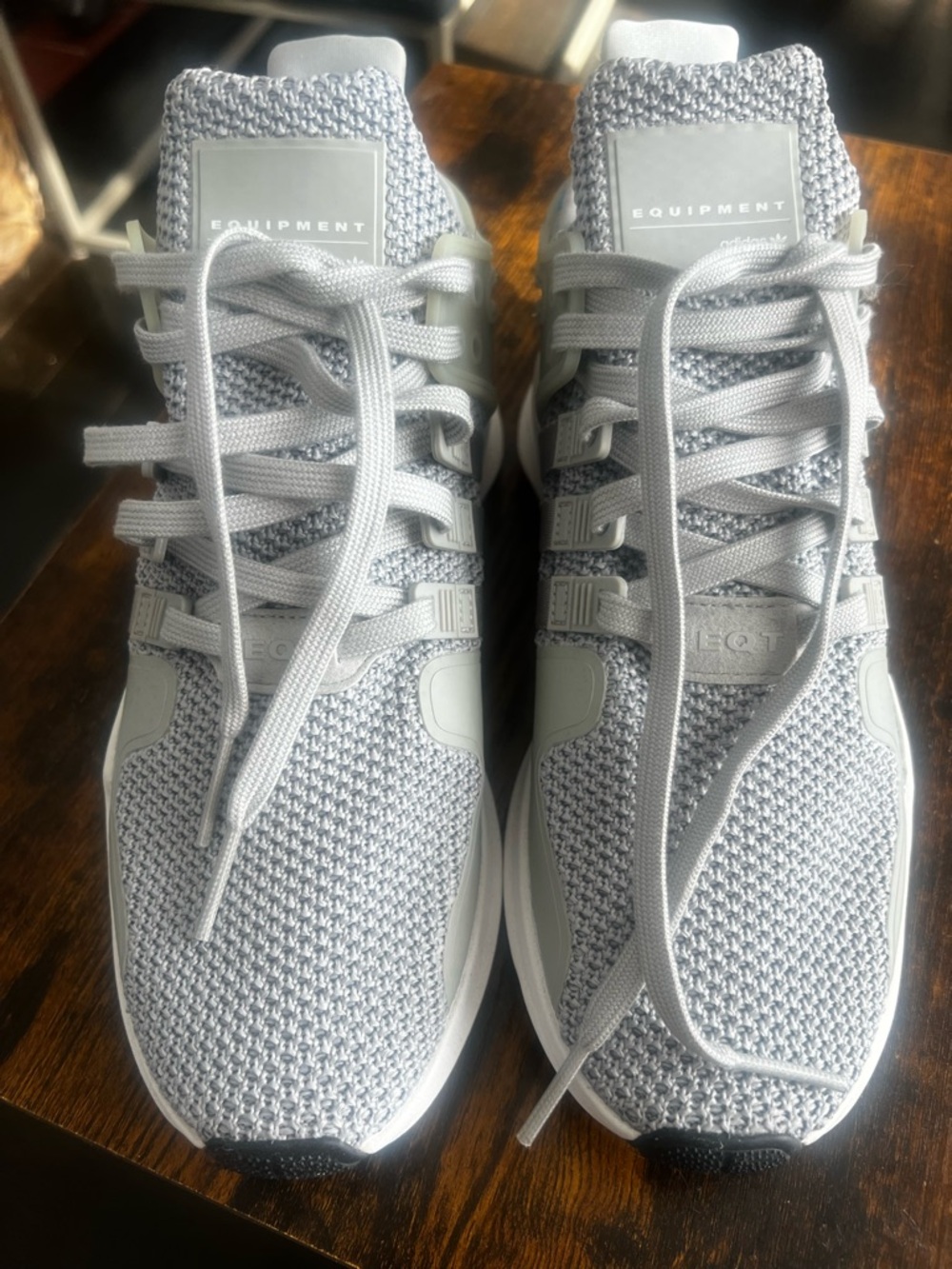adidas EQT Knit Athletic Shoes in Light Gray and White